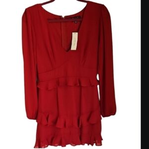 NWT RED‎  Francesca's Trixxi Size Medium Mini Dress  Long Sleeve Junior Dress